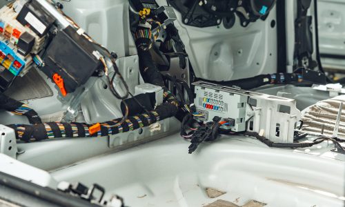 Electric wiring system with colorful wires in the car